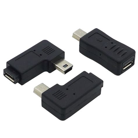 1pcs Mini Usb Male To Micro Usb Female 5pin Adapter 90 Degrees Male Plug Connector L Shape Right