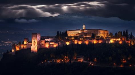 Premium AI Image | Night view of Alhambra