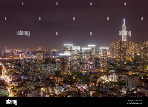 Epic Night Cityscape Of Binh Thanh District Of Ho Chi Minh City Saigon