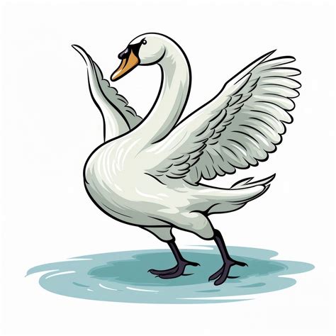 Swan dancing cartoon drawing animal. | Premium Photo Illustration ...