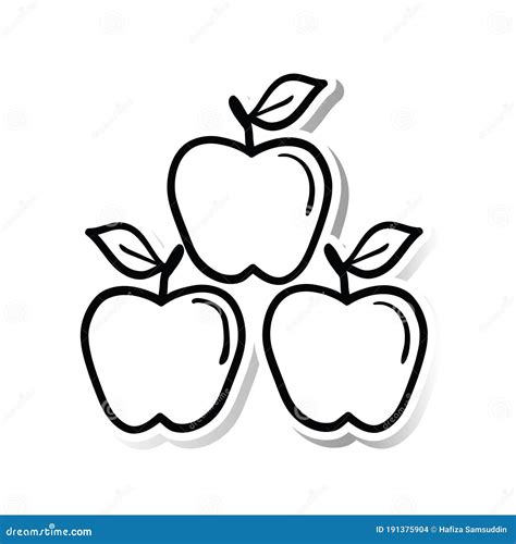 Three Apples Vector Illustration Decorative Design Stock Vector