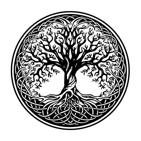 Celtic Tree Of Life Decorative Vector Ornament Tattoo Sketch Grunge