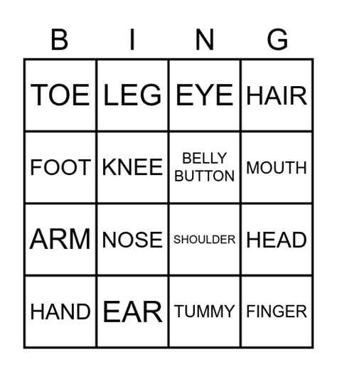 Body Bingo Card