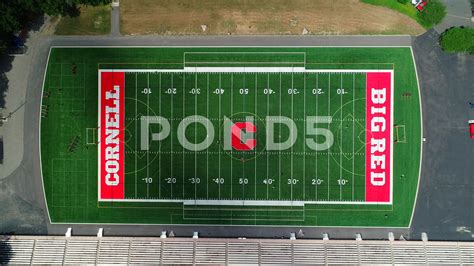 Descending Bird's Eye View of Cornell University's Football Field Stock ...