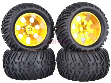 Pcs Rc Monster Bigfoot Truck Rubber Tyres Tires Metal Wheel Rim