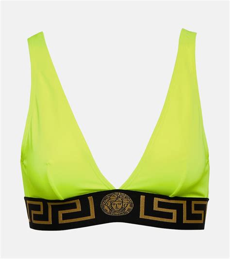Buy Versace Greca Triangle Bikini Top Yellow At 40 Off Editorialist