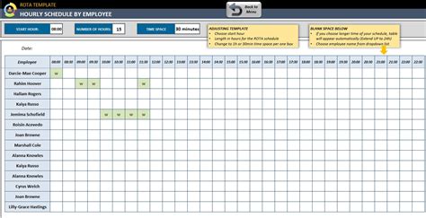 Availability Schedule Template Excel