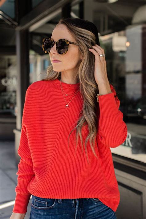 A Fall Momiform Look With A Bold Red Sweater Merricks Art Olive