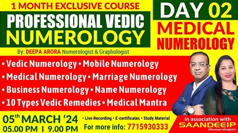 1 MONTH EXCLUSIVE COURSE PROFESSIONAL VEDIC NUMEROLOGY BY DEEPA ARORA