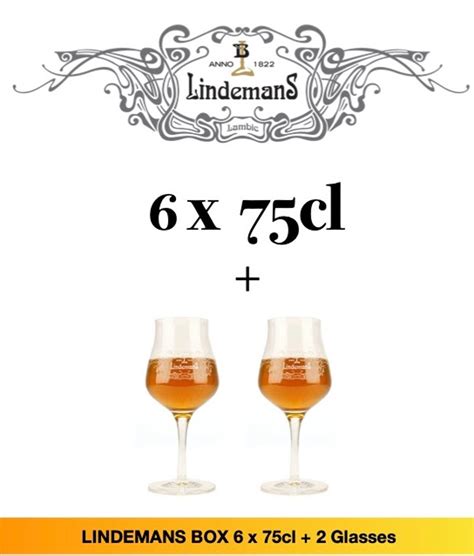 Lindemans Bierkasten Mit 6 Lindemans Bieren 75cl Und 2 Gläsern