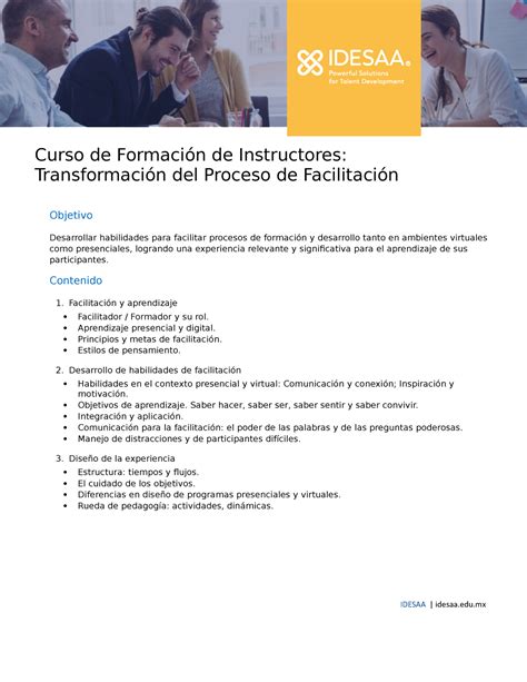 Curso de Formación de Instructores Transformación del Proceso de