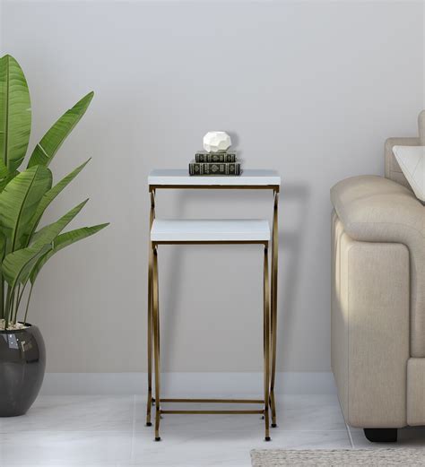 Buy Metalico Metal Nest Of Tables In White & Gold Finish at 15% OFF by Casacraft from Pepperfry ...