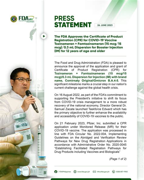 FDA Press Statement || The FDA Approves the Certificate of Product