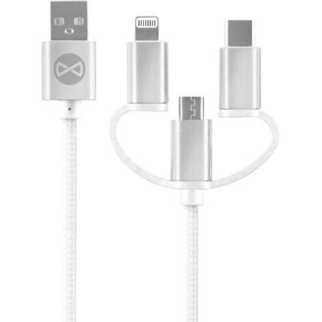 3in1 USB iPhone USB C microUSB Ladekabel Datenkabel 1 2m 20W 3A Weiß