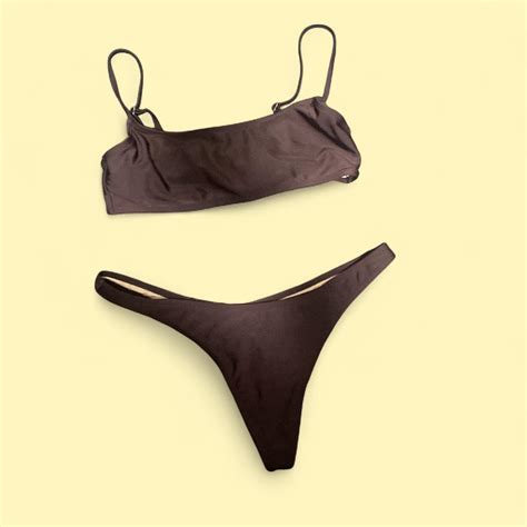 Brown Bikini Set Top And Bottoms Beachwear Depop