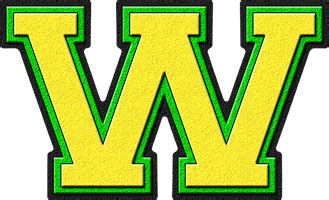 Presentation Alphabets Yellow Kelly Green Varsity Letter W