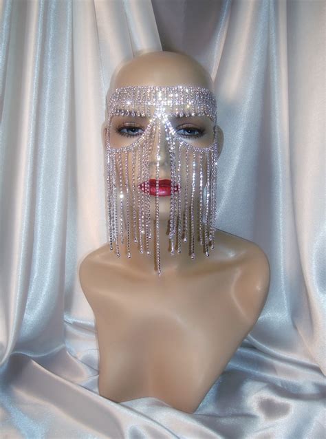 Rhinestone Masquerade Mask Silver Crystal Mask Wedding Mask - Etsy