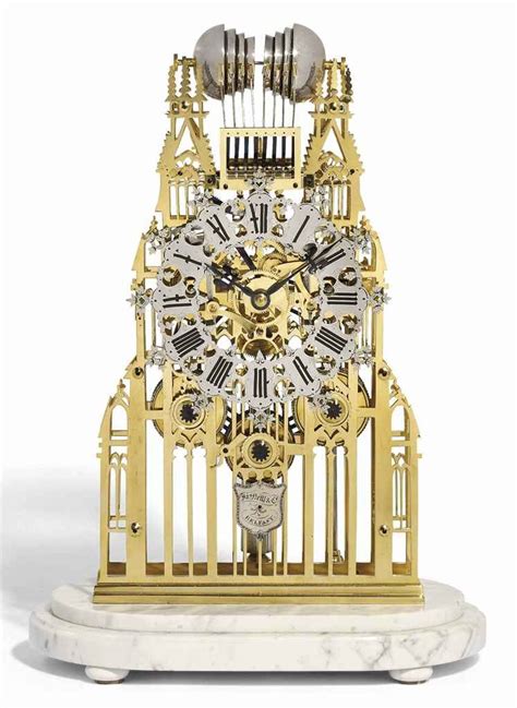 A Victorian Brass Quarter Chiming Eight Day York Minster Skeleton Clock