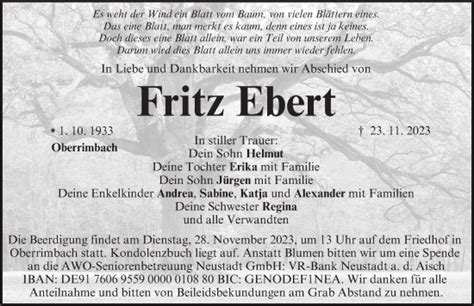 Traueranzeigen Von Fritz Ebert Trauer Flz De