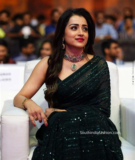 Trisha Krishnan Shines In A Black Sequin Saree At PS 2 Pre Release