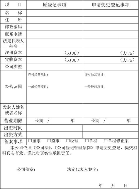 股份有限公司变更登记申请书word文档在线阅读与下载无忧文档