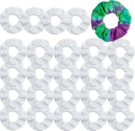 Amazon 24 Women S Hair Scrunchies Pack White Cotton Tie Dye