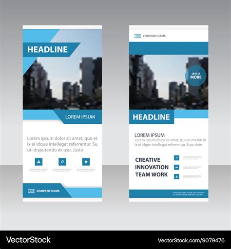 Blue Simple Business Roll Up Banner templates set Vector Image