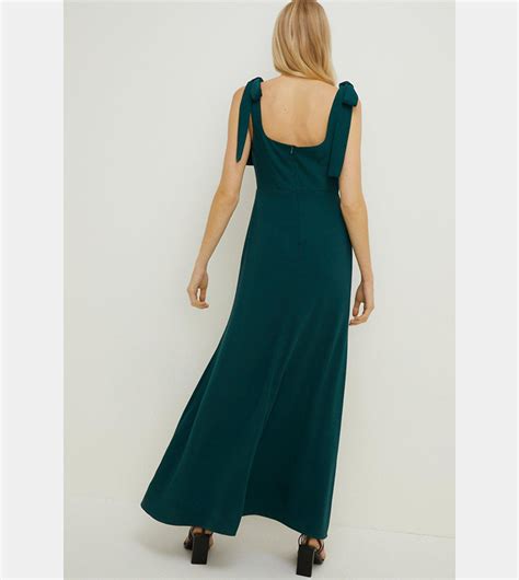 Buy Oasis Premium Crepe Tie Shoulder Midi Dress In Green 6thstreet Kuwait