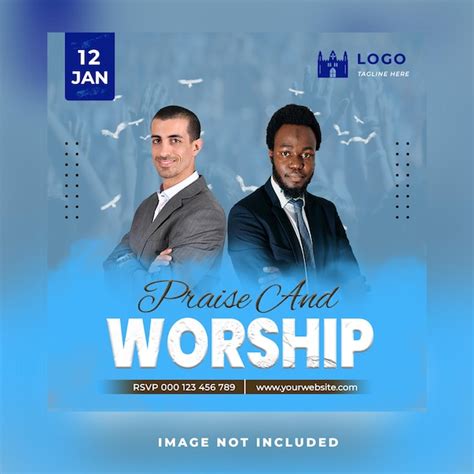 Premium Psd Church Conference Sunday Service Praise And Worship Flyer Social Media Post Web Banner