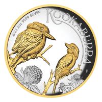 2 Oz 2023 Australian Kookaburra High Relief Proof Gilded Silver Coin