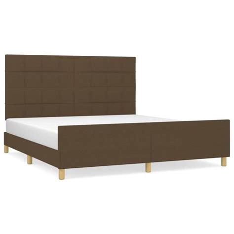 FAFEICY Cadre de lit avec tête de lit Marron foncé 180x200 cm Tissu