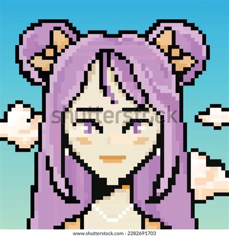 Fantasy Anime Girl Face Pixel Art Stock Vector (Royalty Free ...