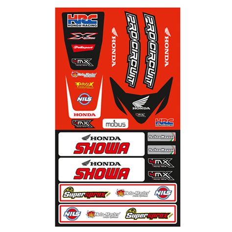 Mx Racing Universal Front Rear Fender Decal Kit Honda Sixstar Racing