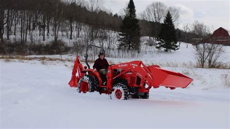 Brand New Kubota L2501 Bh77 La525 With R14 Tires Driving Through Deep Snow Youtube