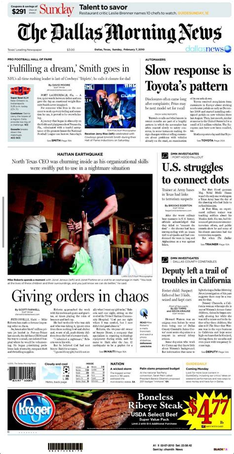 Newspaper Dallas Morning News (USA). Newspapers in USA. Sunday's