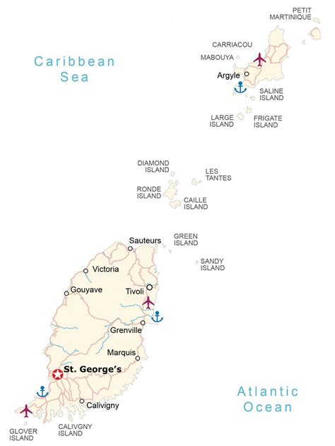 Map Of Grenada Islands And Cities Gis Geography