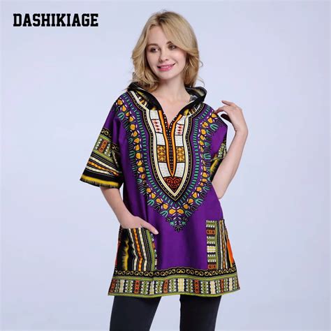 Dashikiage Hoodies 100 Cotton Dashiki With Hood Mens Womens African Dashiki Shirts Dress Boho