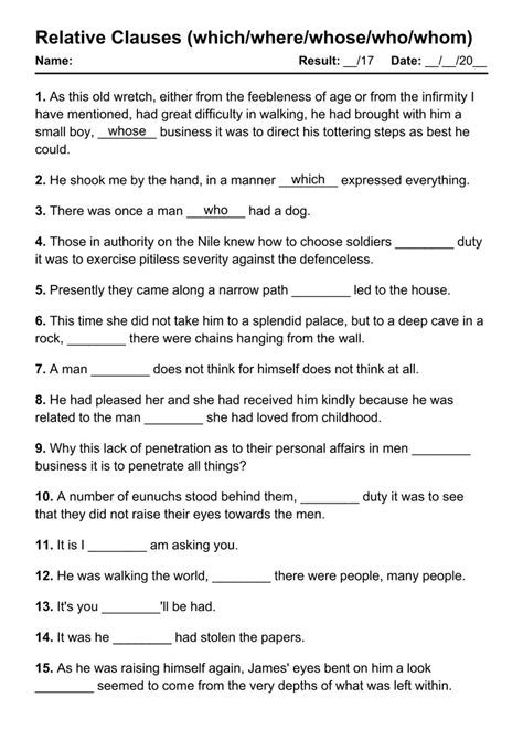 Relative Clauses Pdf Worksheets With Answers Grammarism