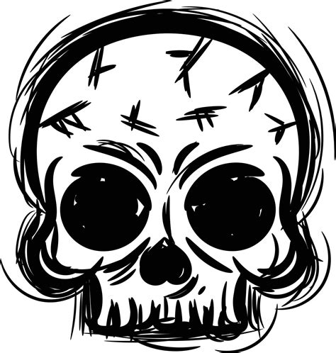 Halloween Hand Drawn Scary Skull Doodle Black Sketch 11919621 Vector