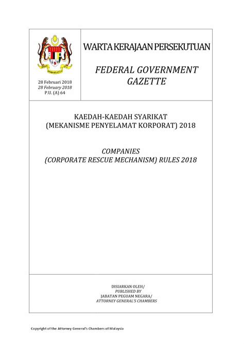 Pdf Warta Kerajaan Persekutuan Akta Syarikat Kaedah Kaedah