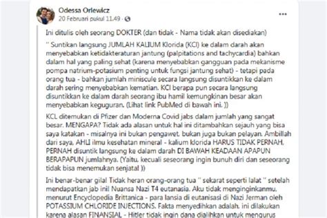 Hoaks Kandungan Potasium Pada Vaksin Pfizer Moderna Sebabkan Kematian