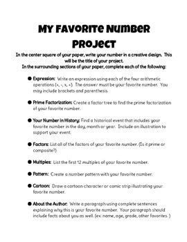 My Favorite Number Project by Clancy Davis | Teachers Pay Teachers