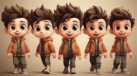 Premium Photo | Cartoon Boy Growing Up Five Stages of Development in ...