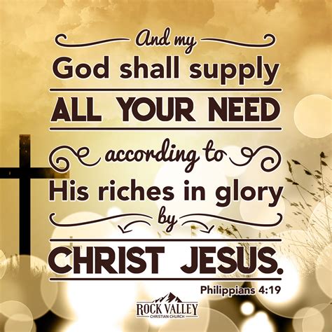 And My God Shall Supply All Your Need According To His Riches In Glory