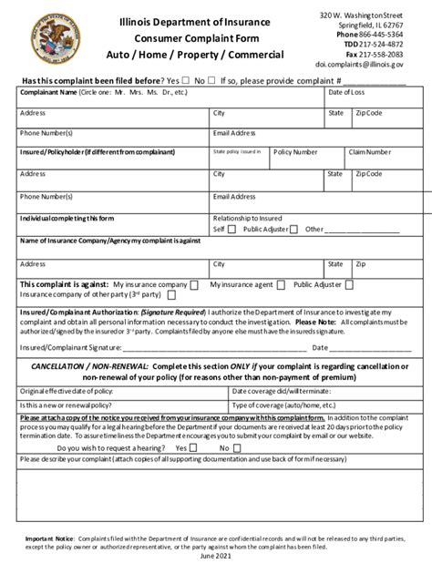 Il Consumer Complaint Form Fill Online Printable Fillable