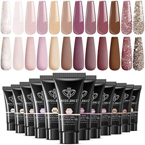 Amazon Modelones Poly Extension Gel Kit For Nail Colors Pink Glitter Nude Tones Poly