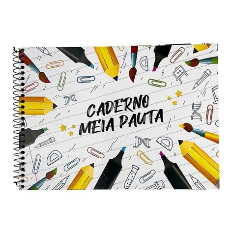 Caderno Meia Pauta Capa Dura - Caderno Meia Pauta espiral capa dura horizontal 96 folhas | Shopee Brasil