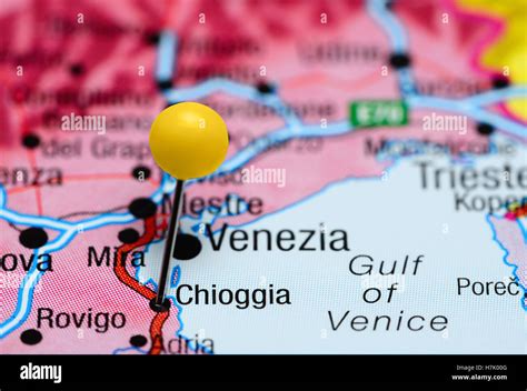 Chioggia pinned on a map of Italy Stock Photo - Alamy