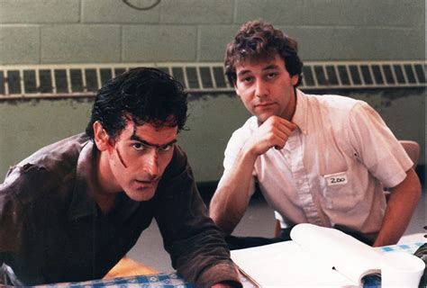 Bruce Campbell and Sam Raimi behind the scenes of Evil Dead II (1987 ...