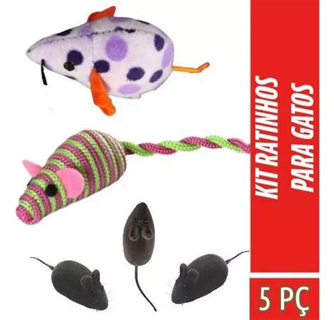 Juguete para gatos Kao E Gatto Kit felino brinquedo gato 5 pç ratinhos